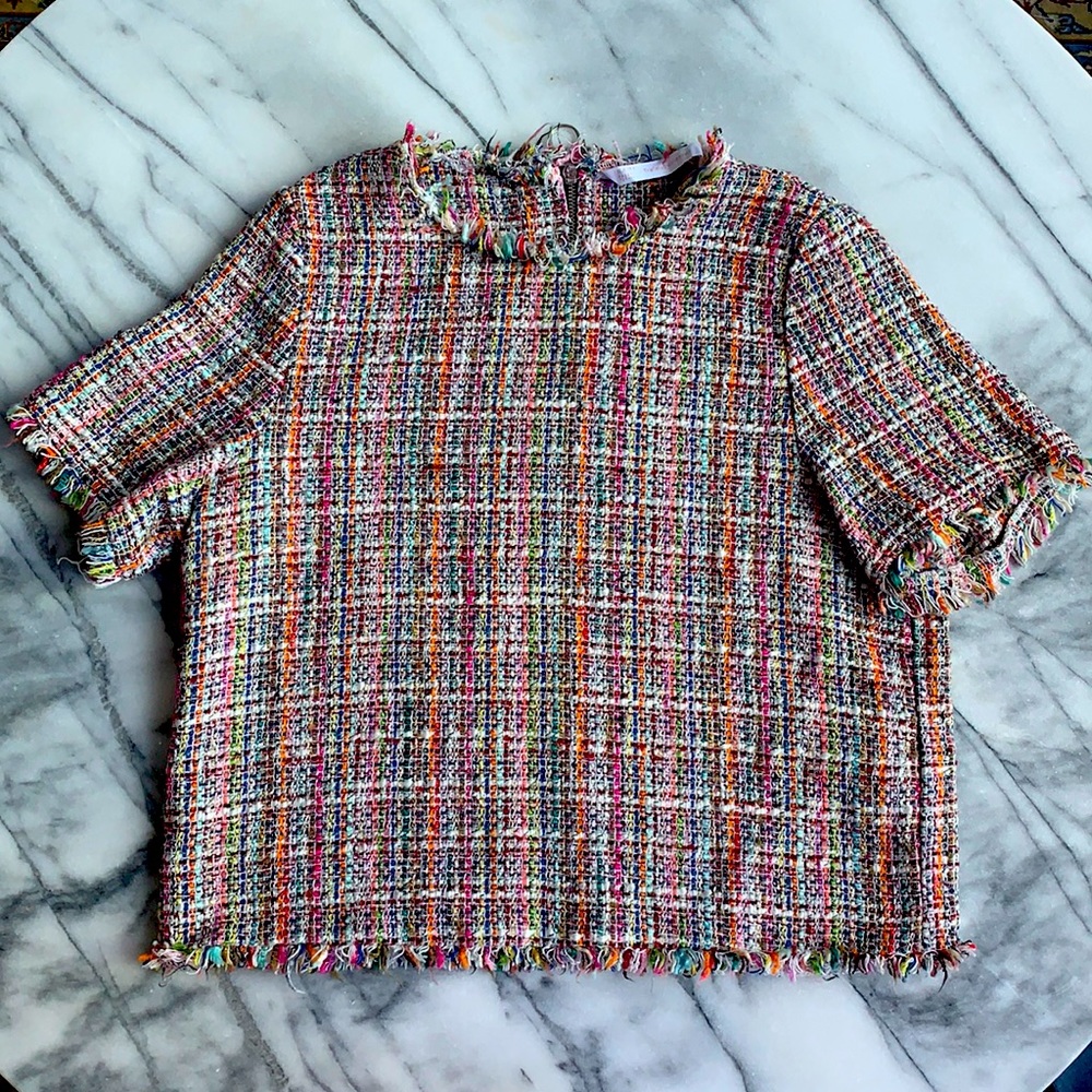 Vibrant Multi colored tweed top